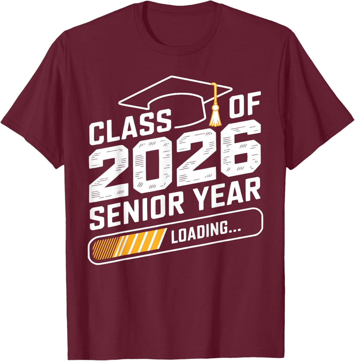 Class of 2026 Senior Year Loading Back to School Countdown T-Shirt - Burgundy