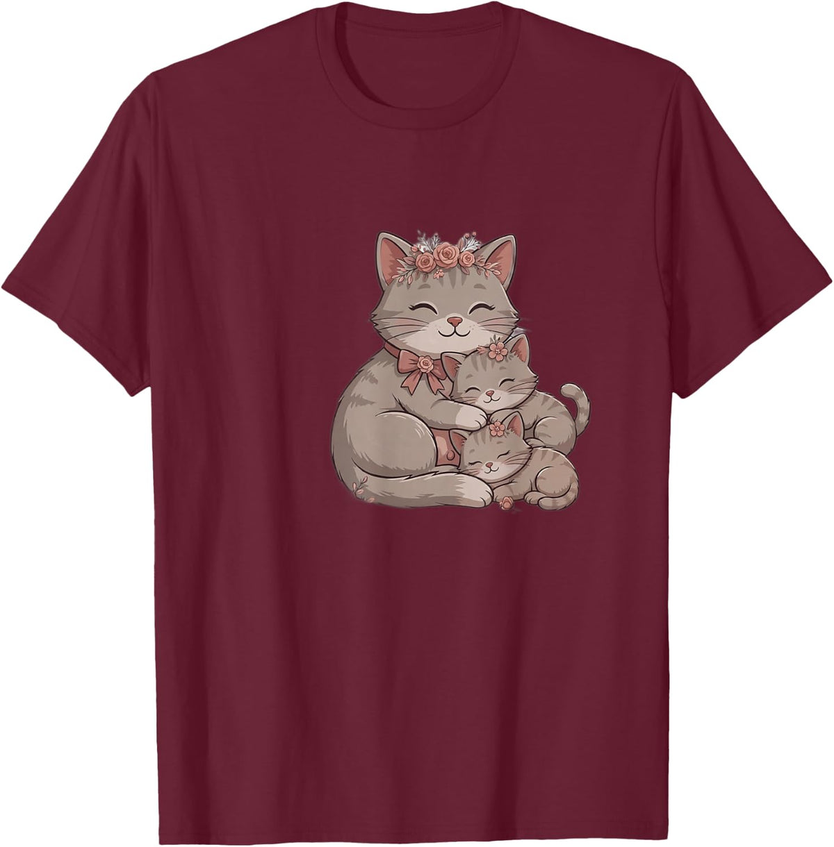 Cat Mama Cute Mom Kitten Lover T-Shirt - Burgundy