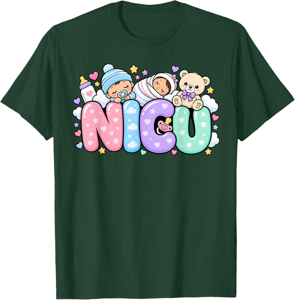 NICU Nurse Week Neonatal Intensive Care Unit NICU Nurses Day T-Shirt - Dark Green
