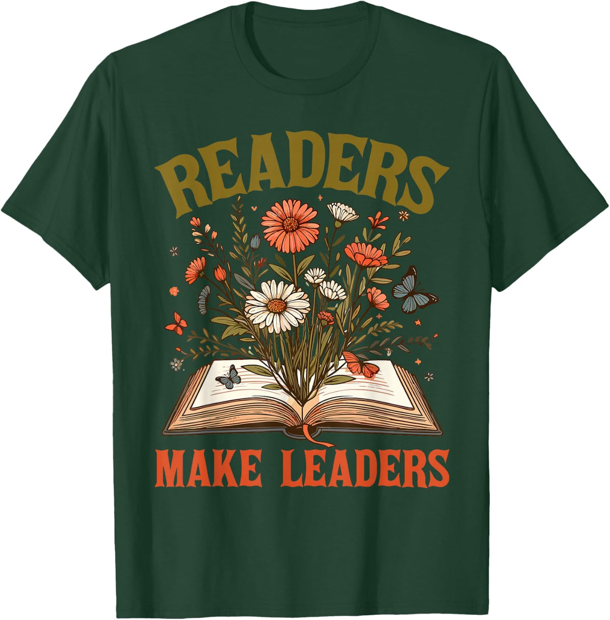 Reading Squad Book Lover Bookish Floral Readers Make Leaders T-Shirt - Dark Green
