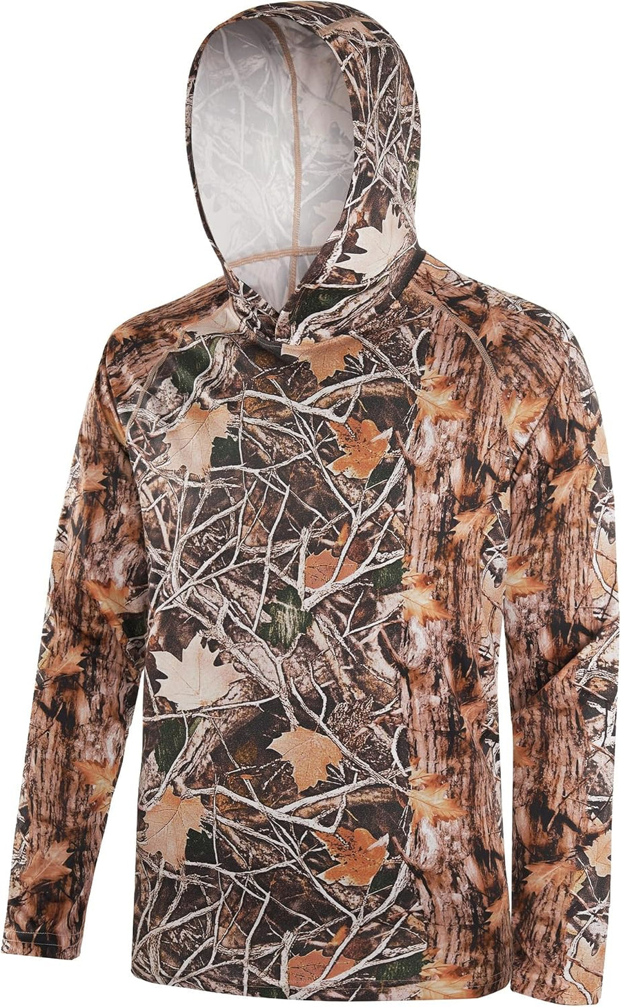 FISHEAL UPF 50+ Men's Hunting Camo Hoodie, Long Sleeve Sun Protection Fishing Shirt, Lightweight Quick Dry Pullover Outdoors