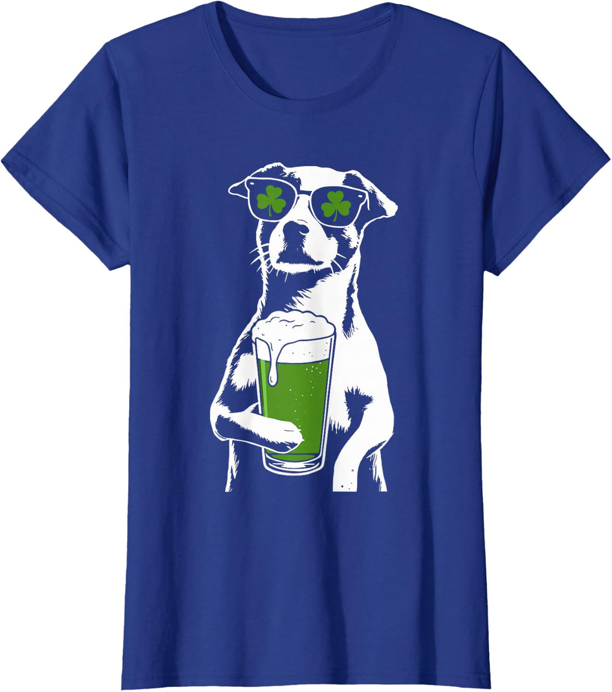 Dog Beer St Patty's Shamrock Funny St Patrick's Day T-Shirt - Royal Blue