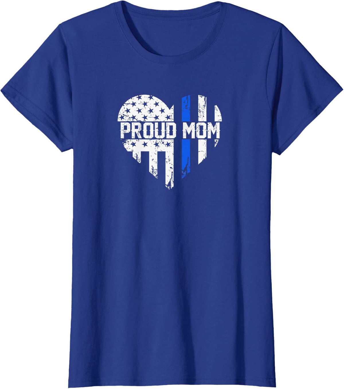 Proud Mom Thin Blue Line Tee Police Officer Cop Mom T-Shirt for Women - Royal Blue