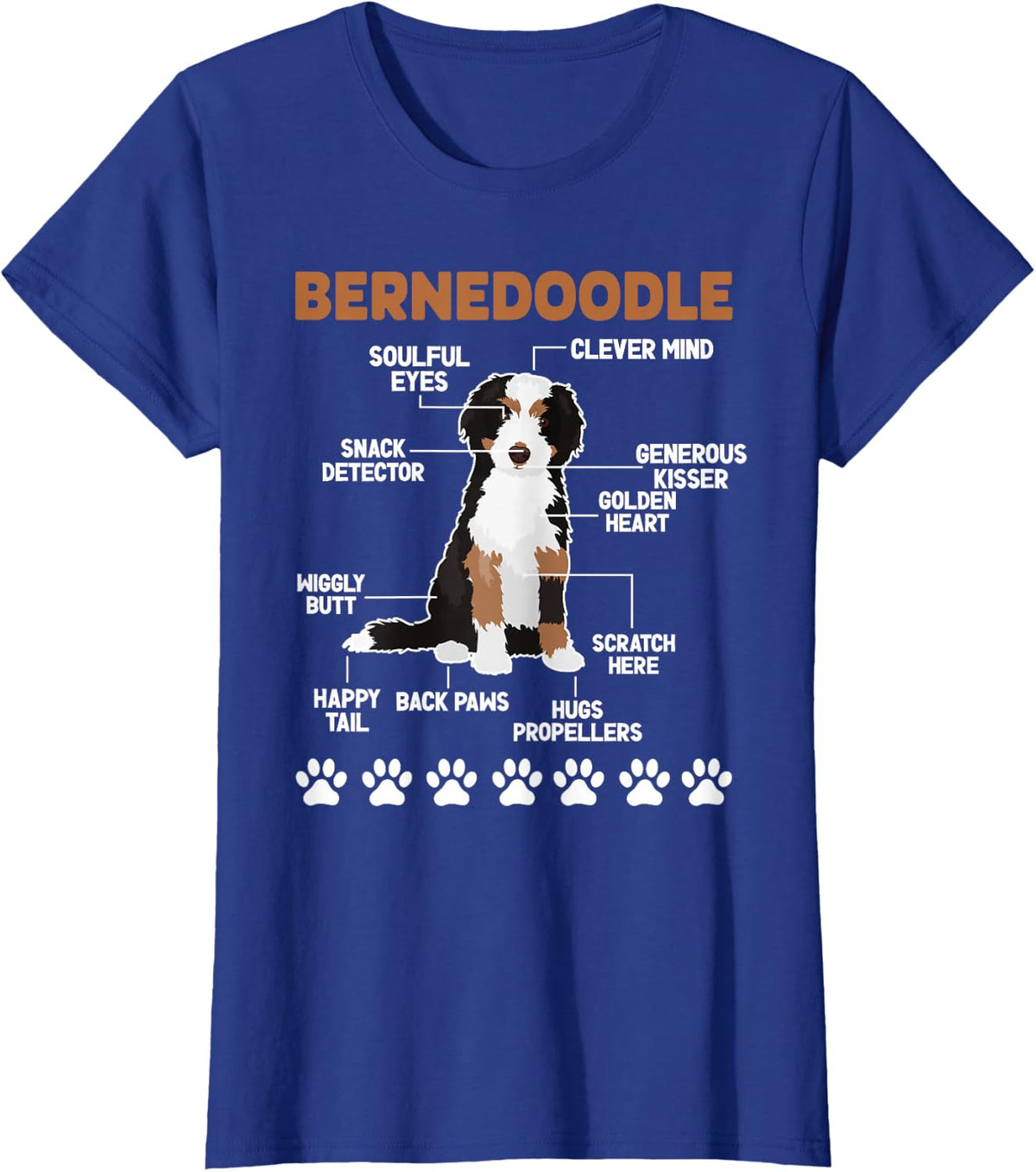 Bernedoodle Anatomy Bernedoodle Lover Bernedoodle Owner T-Shirt - Royal Blue
