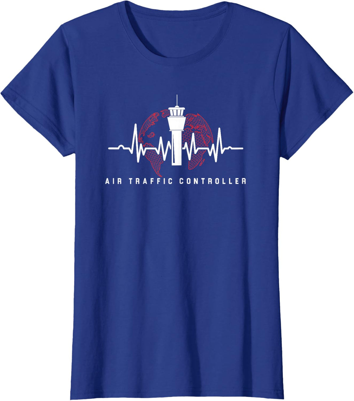 Air Traffic Controller Heartbeat Airplane Airport ATC Gift T-Shirt - Royal Blue