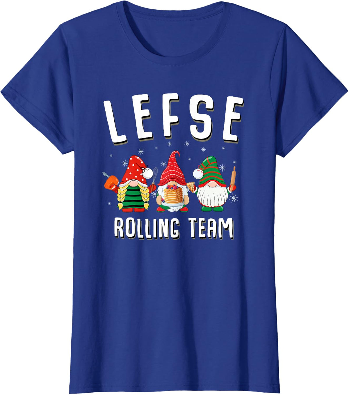 Lefse Rolling Team Christmas Baking Gnomes T-Shirt - Royal Blue
