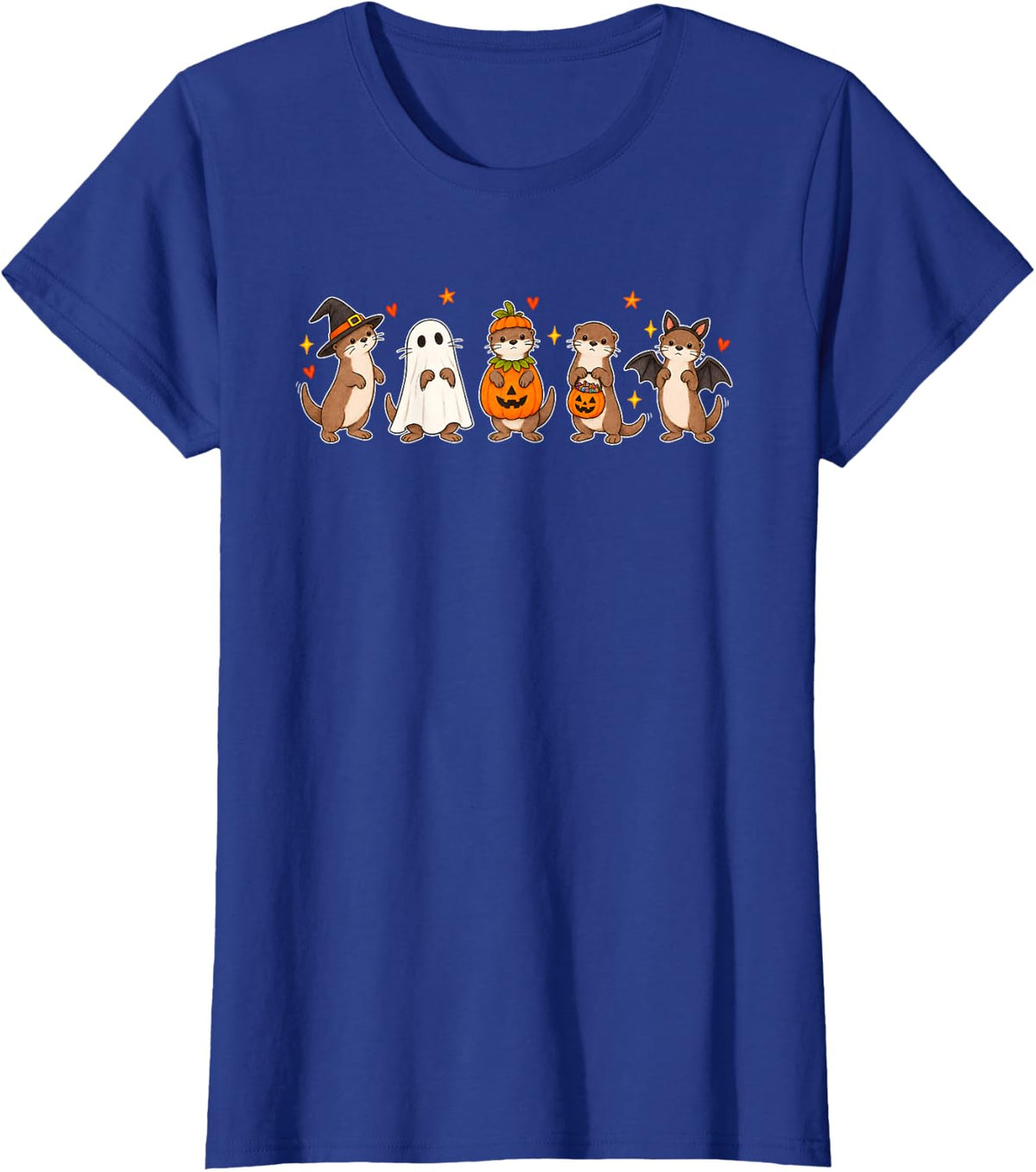 Halloween Ferrets in Witch Ghost Pumpkin and Bat T-Shirt - Royal Blue