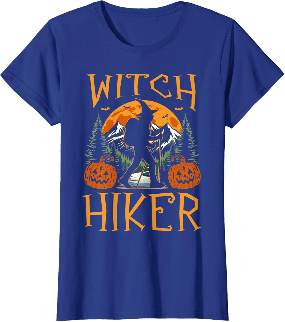 Hiker Hiking Witch Halloween Retro Vintage Witch Hiker T-Shirt - Royal Blue