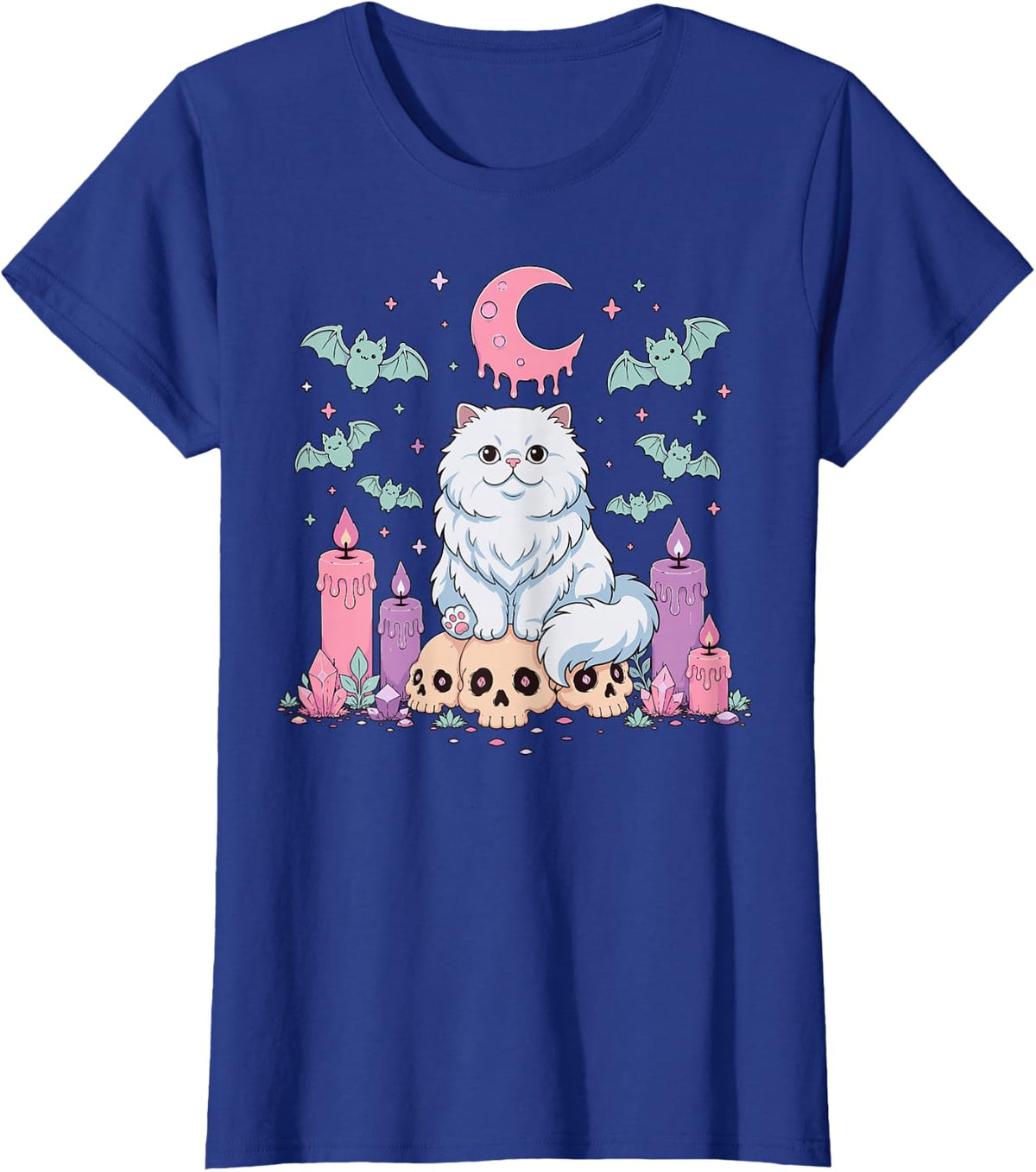Persian Cat Kawaii Pastel Goth T-Shirt - Royal Blue