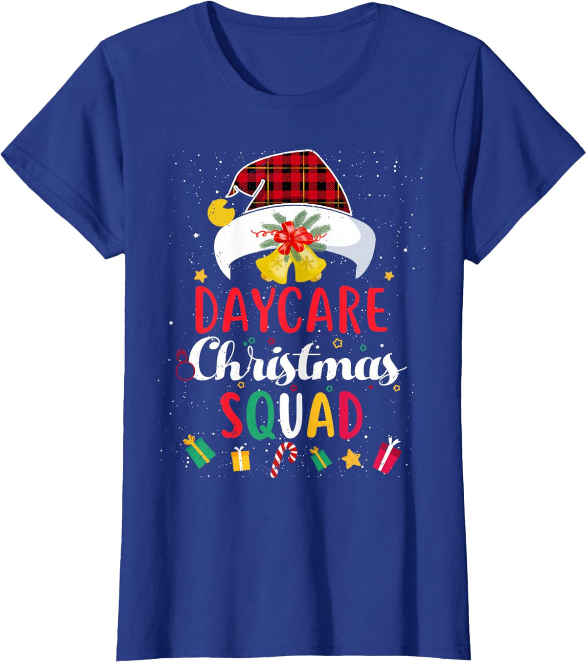 Daycare Christmas Squad Santa Hat Daycare Provider Match T-Shirt - Royal Blue
