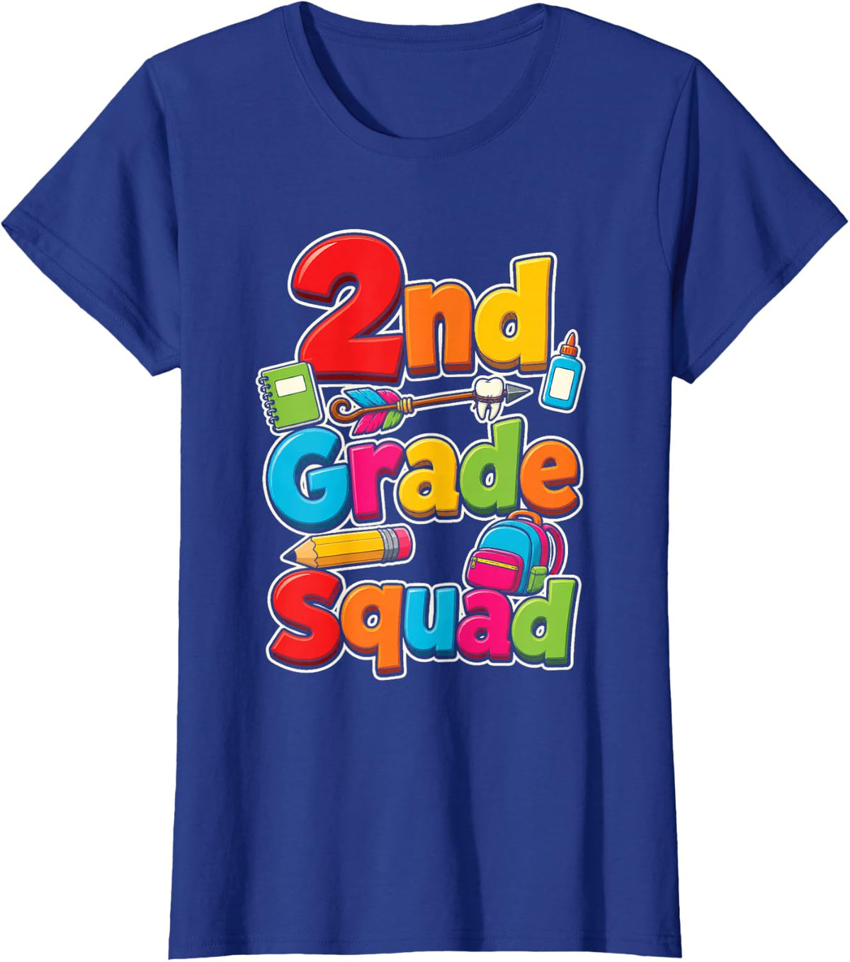 2nd Grade Squad Elementary School Kids Matching Team T-Shirt - Royal Blue
