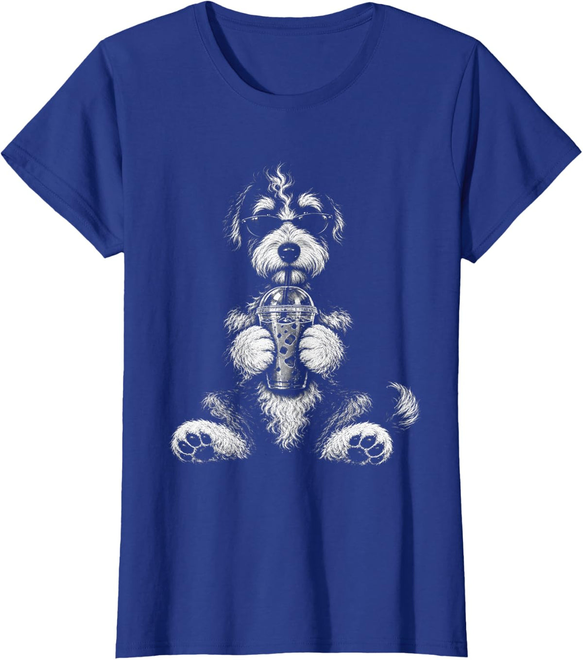 Funny bernedoodle Drinking iced Coffee T-Shirt - Royal Blue