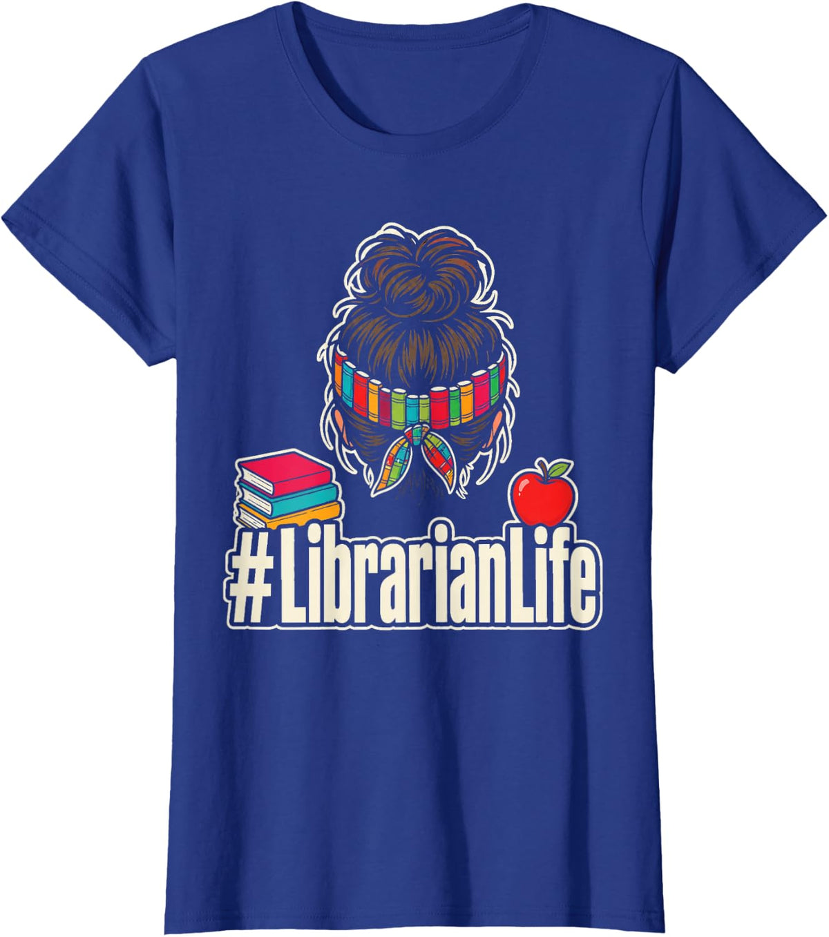 School Librarian Life Elementary Library Book Lover Gift T-Shirt - Royal Blue