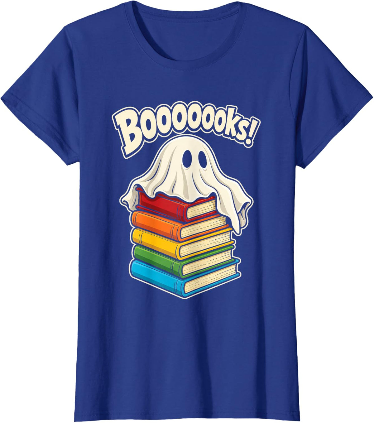 Librarian Booooooks Ghost Elementary School Reading Gift T-Shirt - Royal Blue