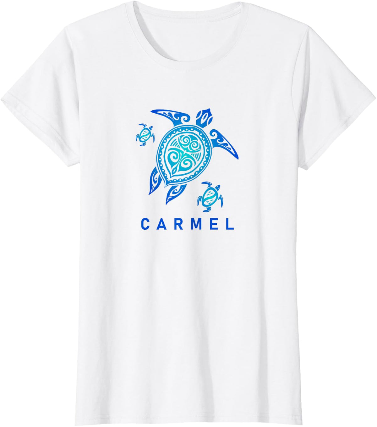 Carmel California T-Shirt Sea Blue Tribal Turtle - White