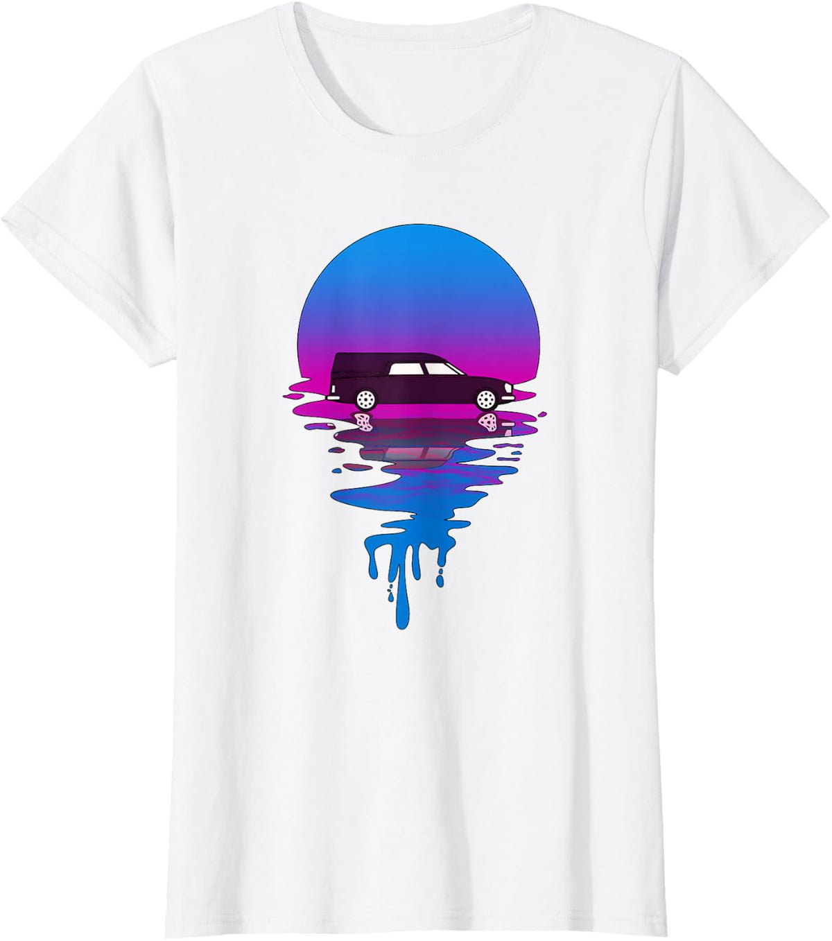 Vintage Retro Sunset Hearse T-Shirt - White