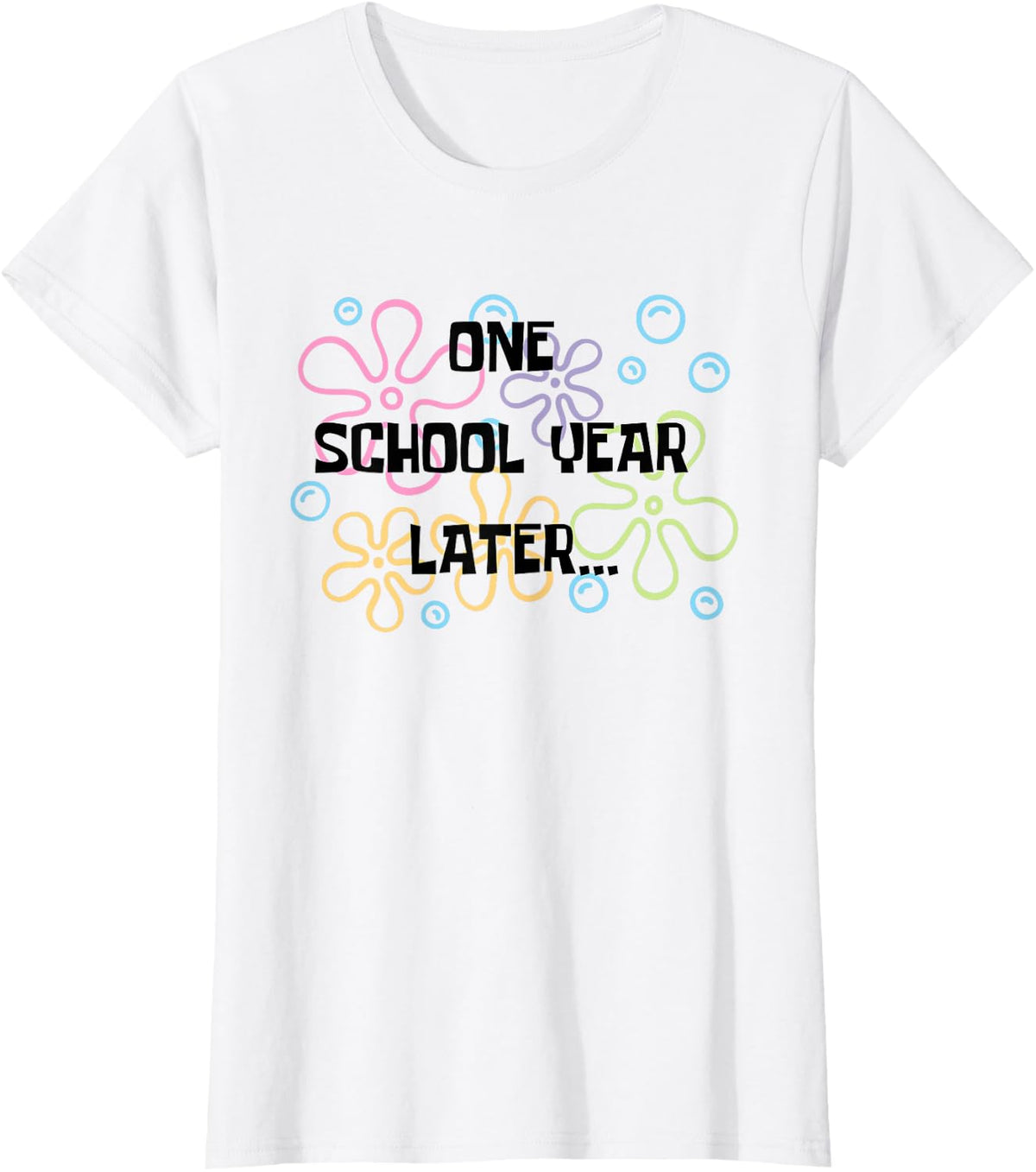 Retro One School Year Later Last Day of School Teacher Tee T-Shirt for Teachers Students Kids - White