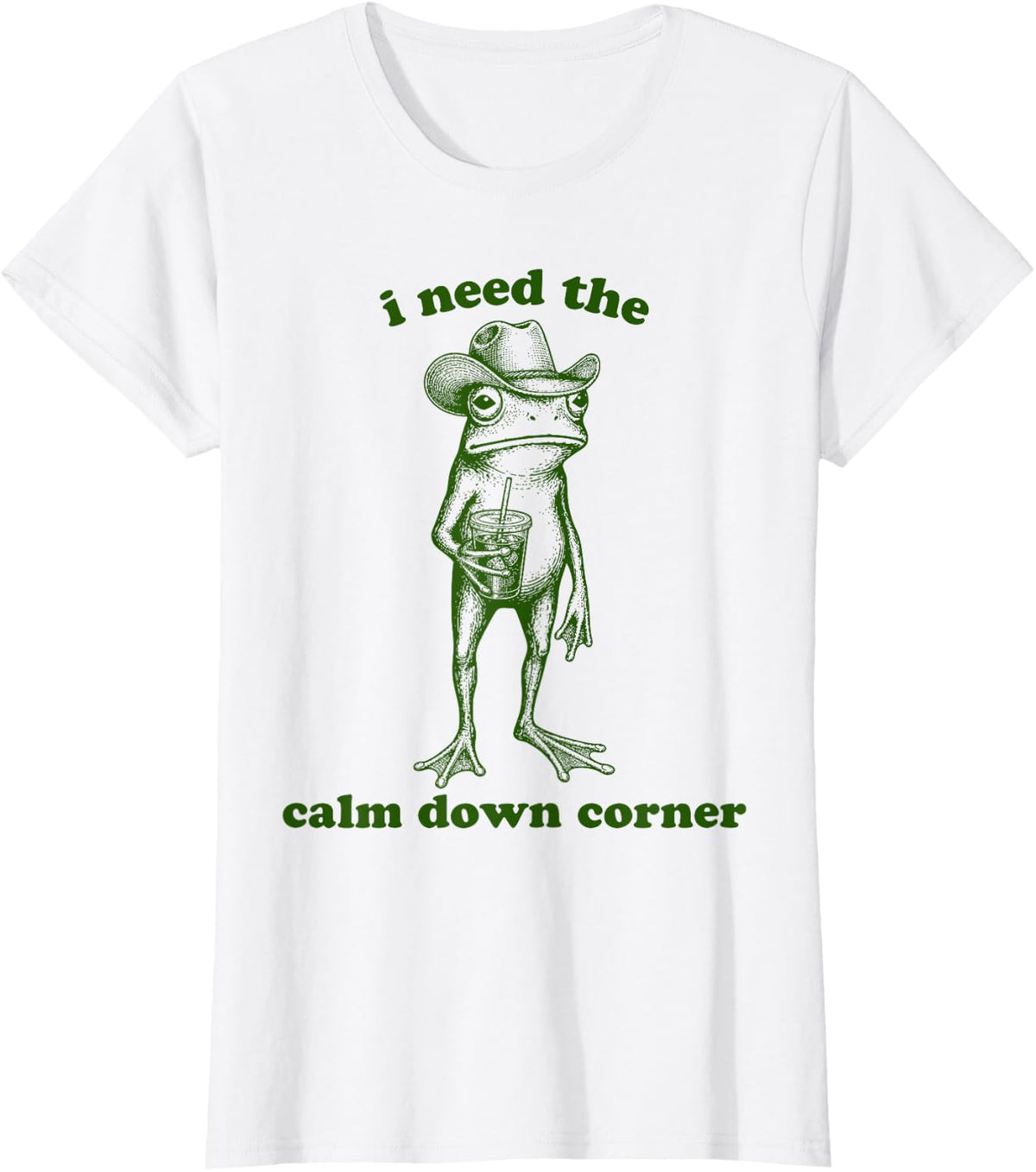 Funny Cowboy Frog SPED Teacher I Need the Calm Down Corner T-Shirt - White