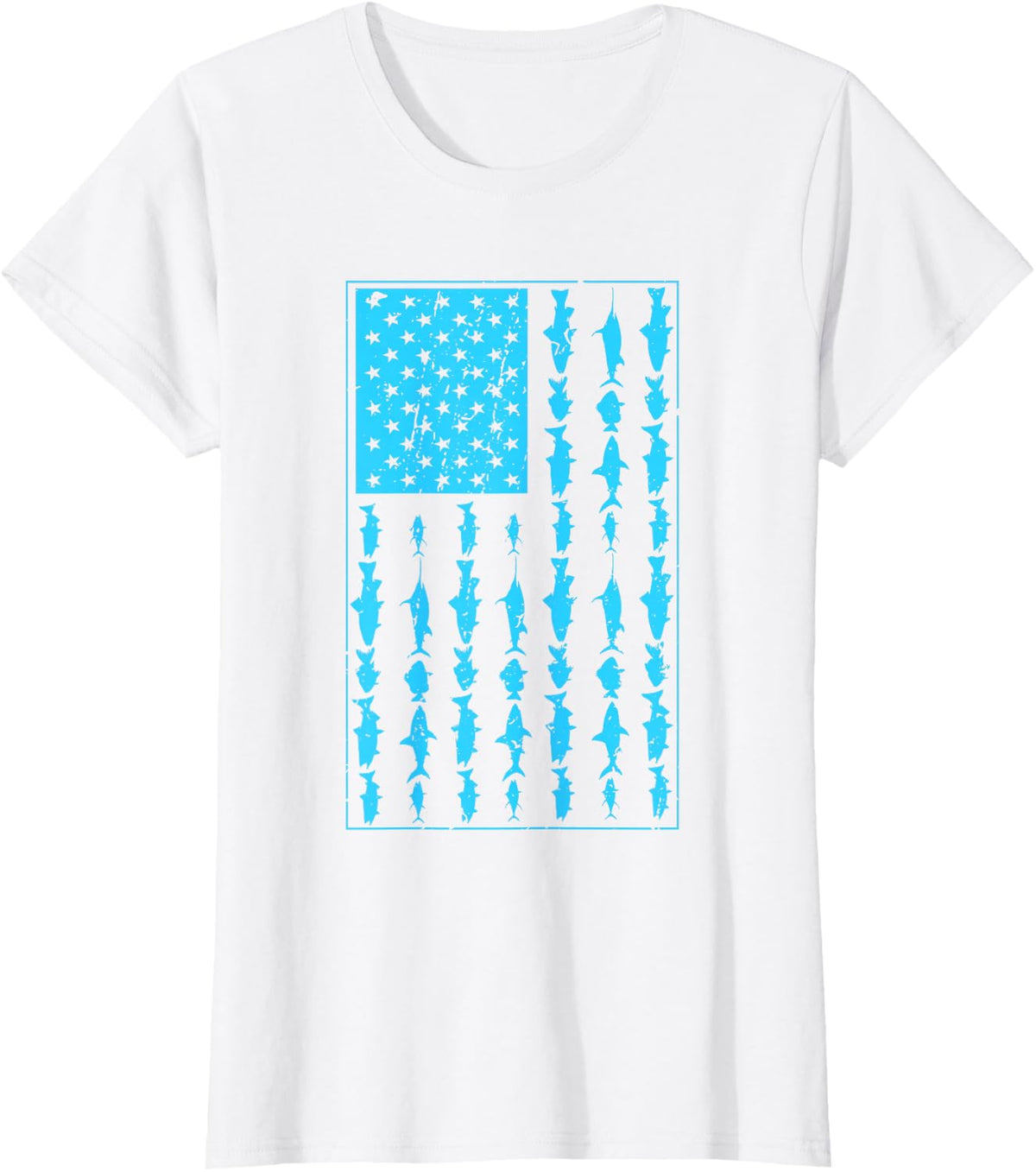 Saltwater Fishing Men American Flag Saltwaters Fish Dad Gift T-Shirt - White