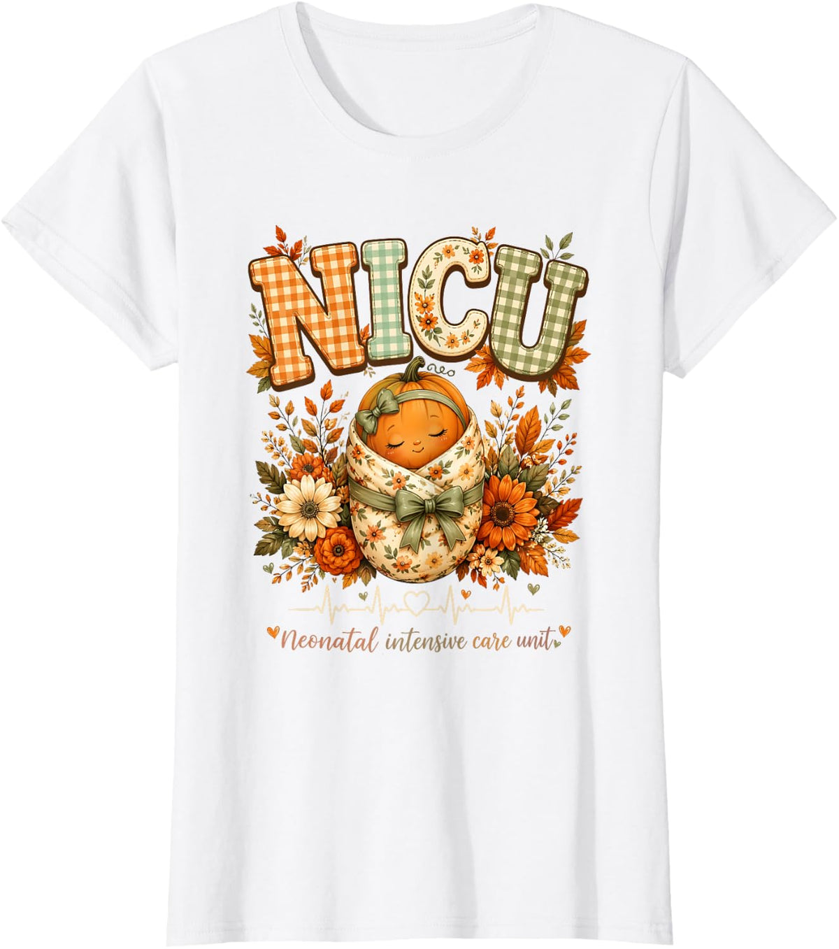 NICU Nurse Pumpkin Fall Neonatal Intensive Care Unit T-Shirt - White