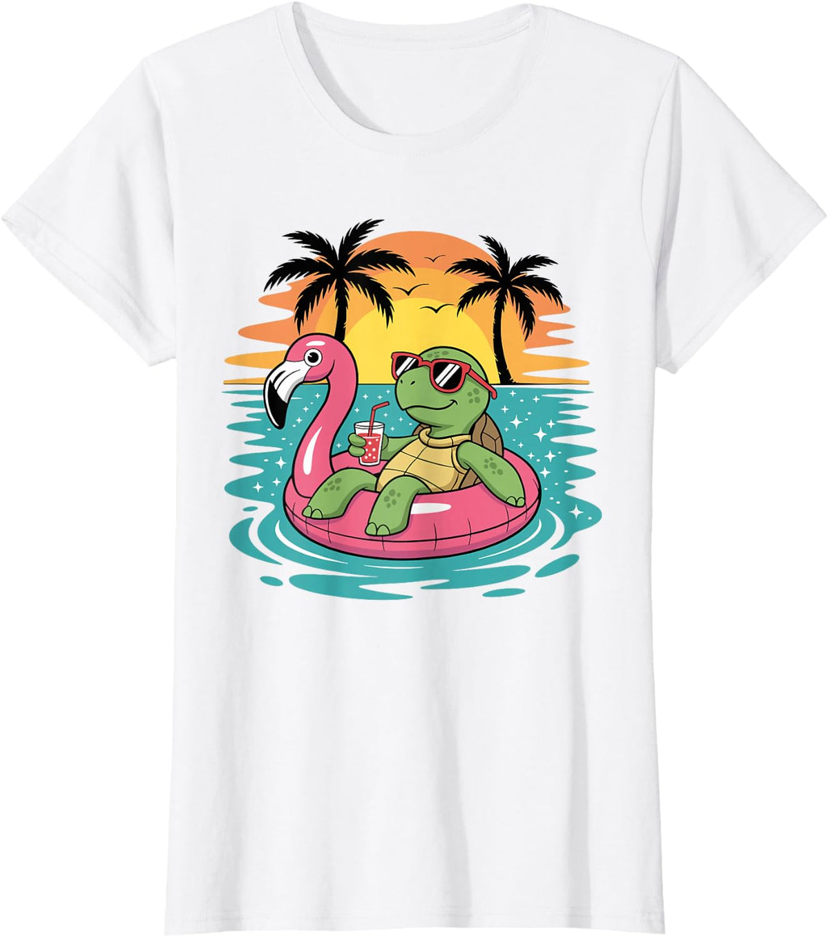 Funny Turtle Hawaiian Turtle Float Beach Summer T-Shirt - White