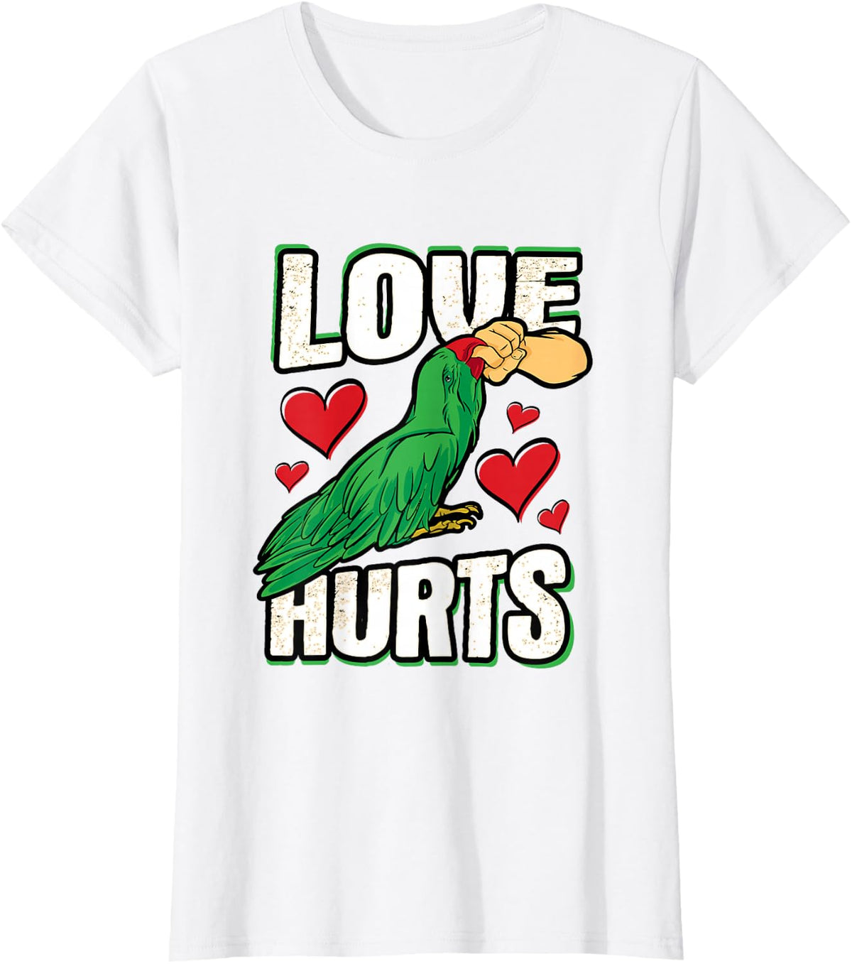 Green Macaw Parrot Love Hurts Design for a Bird owner T-Shirt - White