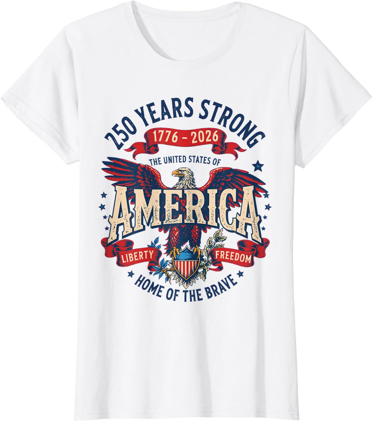 Classic July 4 2026 Vintage - 250 Years Strong USA T-Shirt - White