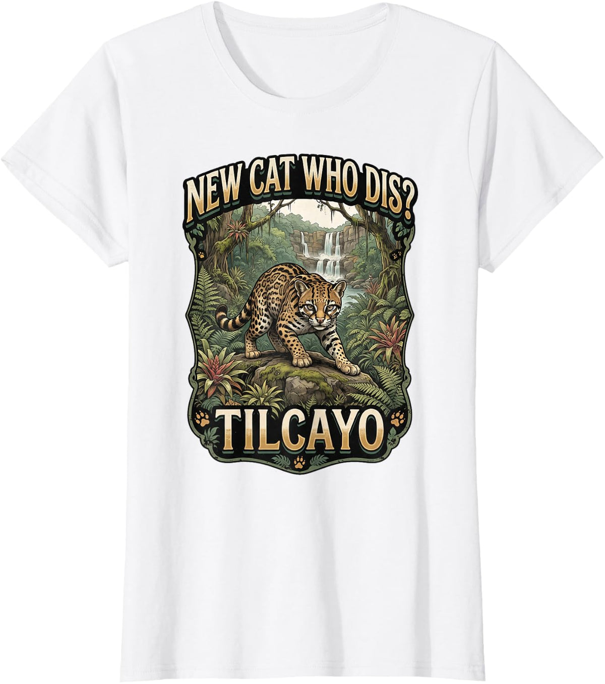 New Cat Who Dis Cat Lover Wildlife Leopardus Tilcayo Cat T-Shirt - White