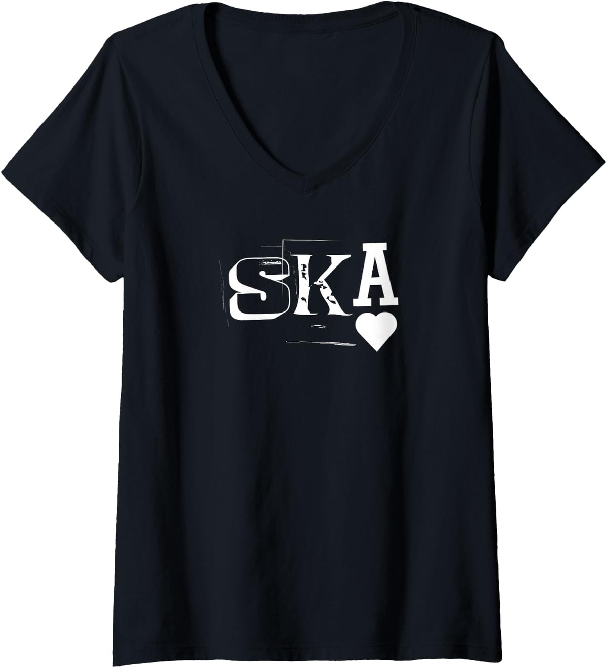 Women's Punk Ska Music V-Neck T-Shirt - Black