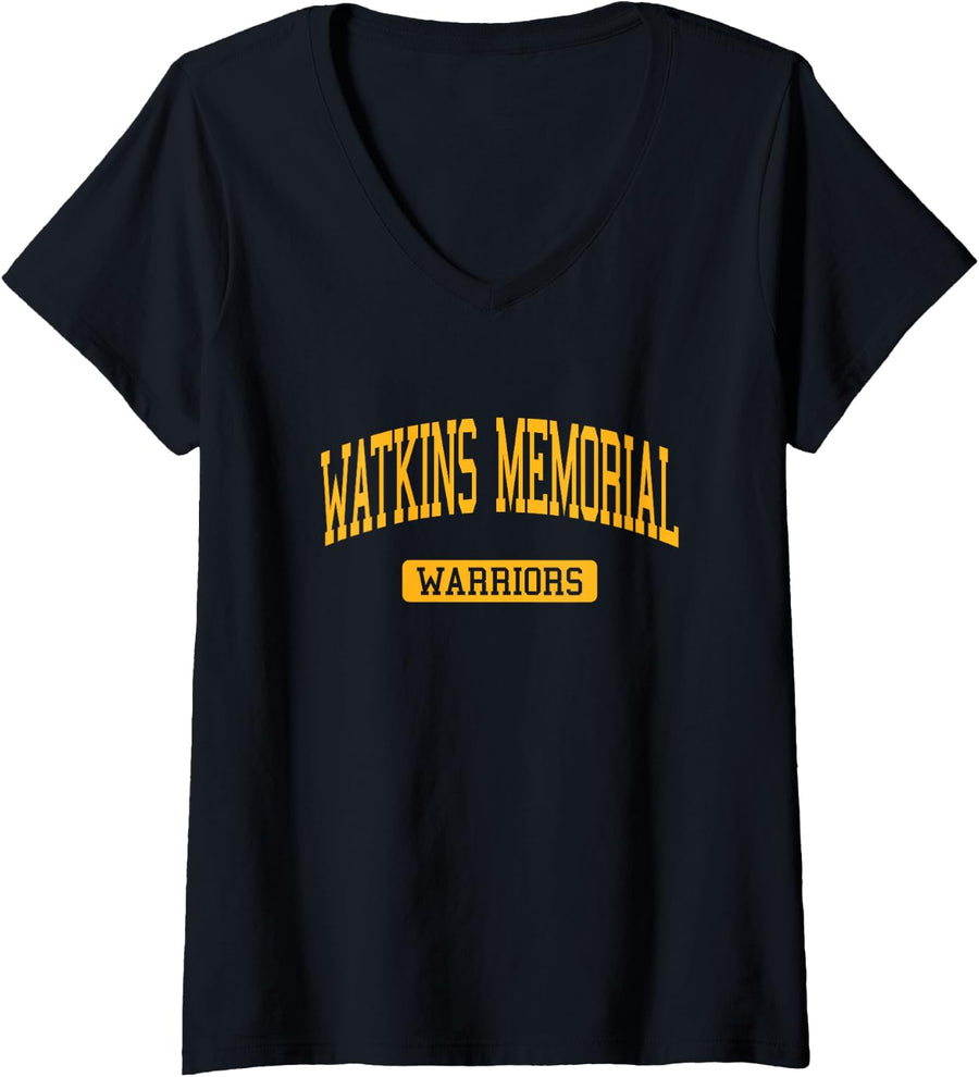 Womens Watkins Memorial High School HS Pataskala OH Varsity Sports V-Neck T-Shirt - Black