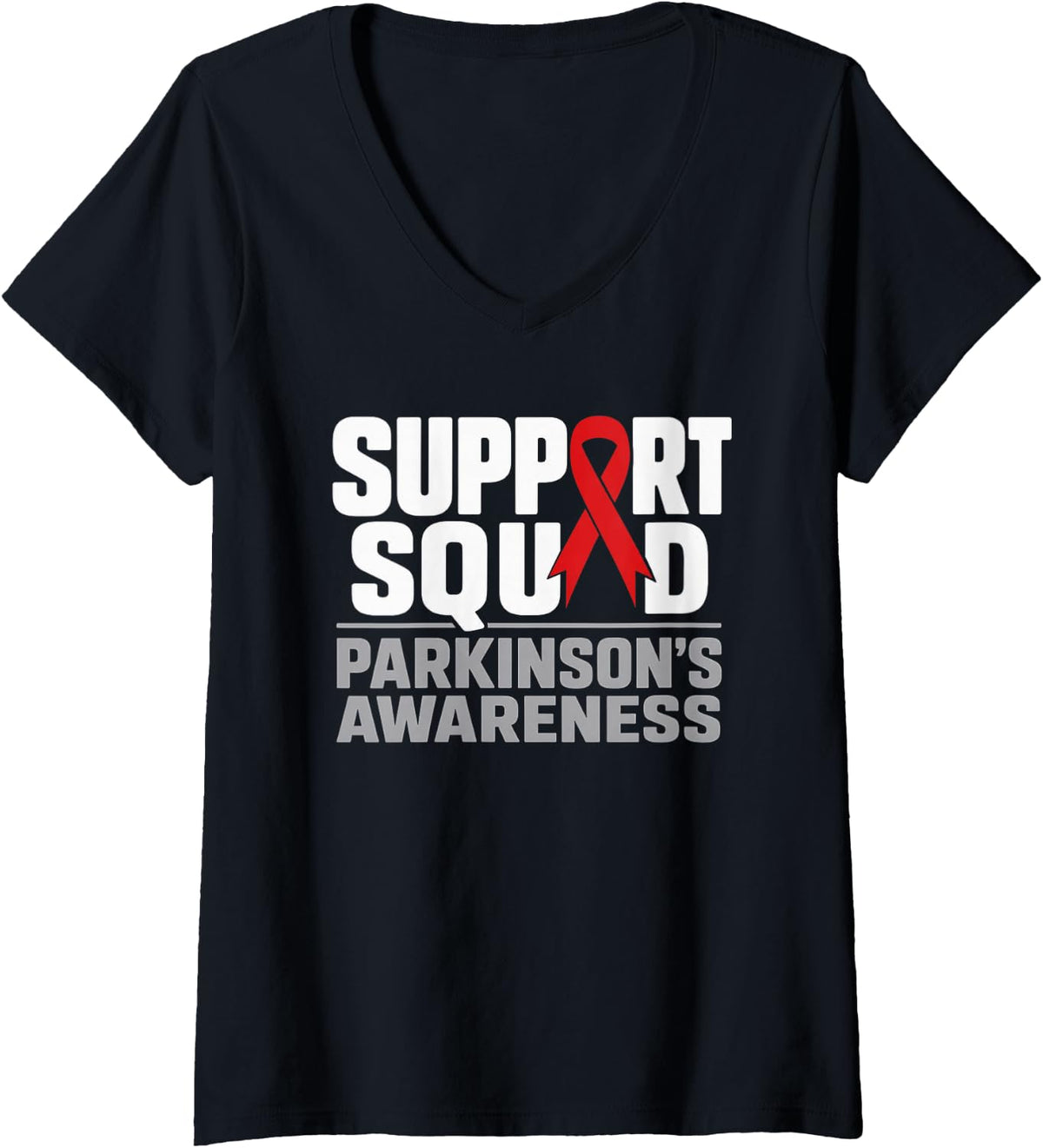 Women's Parkinson's Awareness Support Squad V-Neck T-Shirt - Black