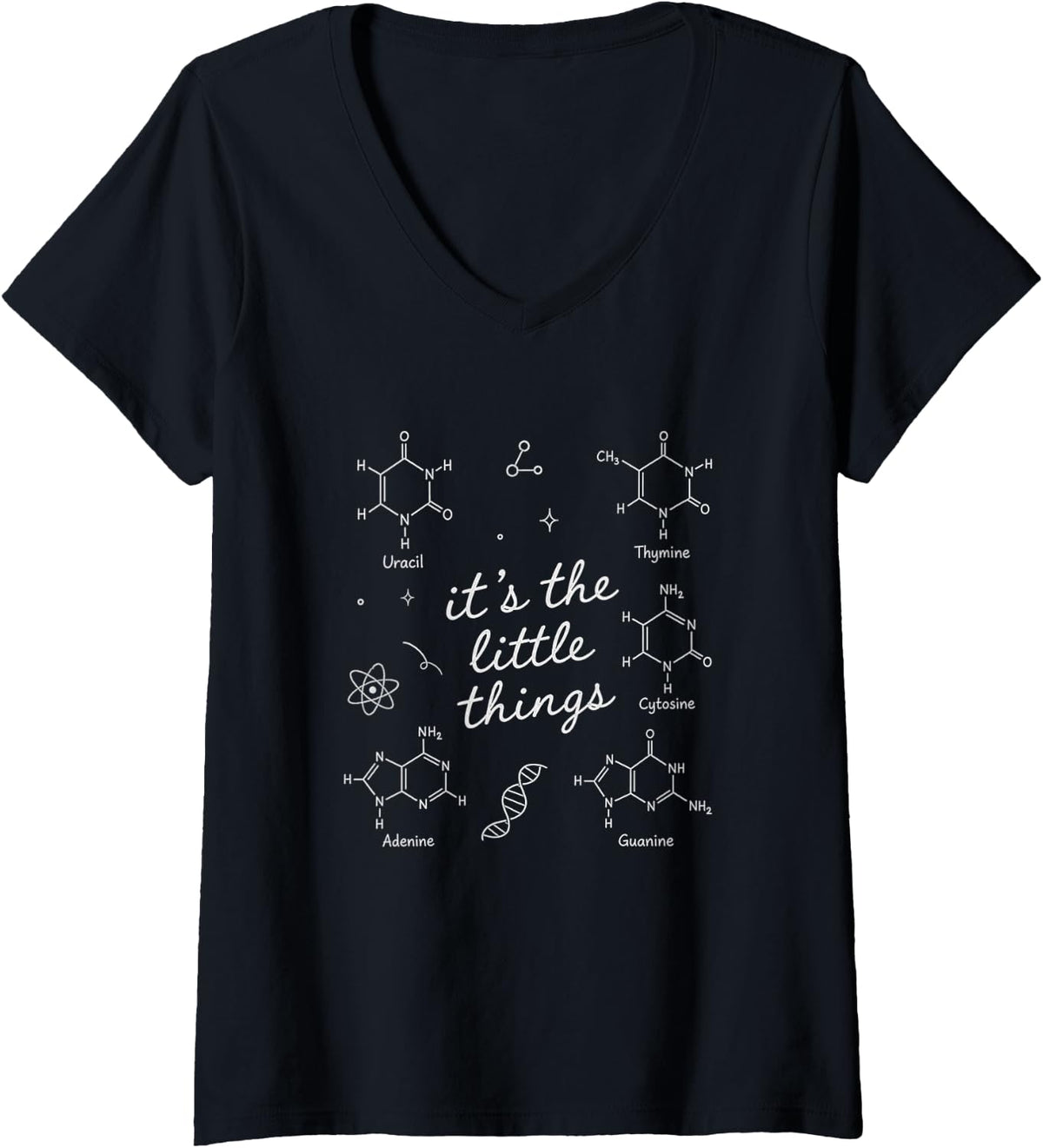 Women's Genetics Biologist Microbiology Molecular It’s Little Things V-Neck T-Shirt - Black