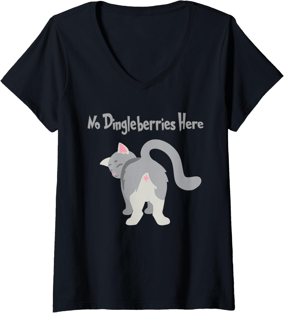 Women's Funny Dingleberries Cat Shirt for Cat Dad Cat Mom V-Neck T-Shirt - Black
