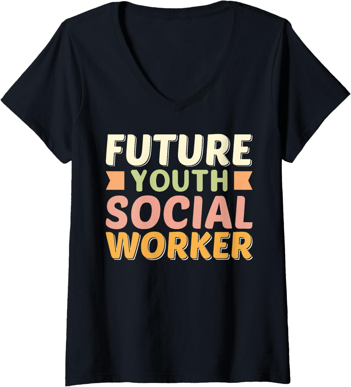 Women's Future Youth Social Worker, Funny Youth Social Worker V-Neck T-Shirt - Black
