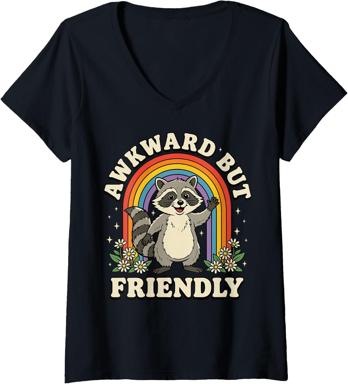 Women's Awkward But Friendly V-Neck T-Shirt - Black
