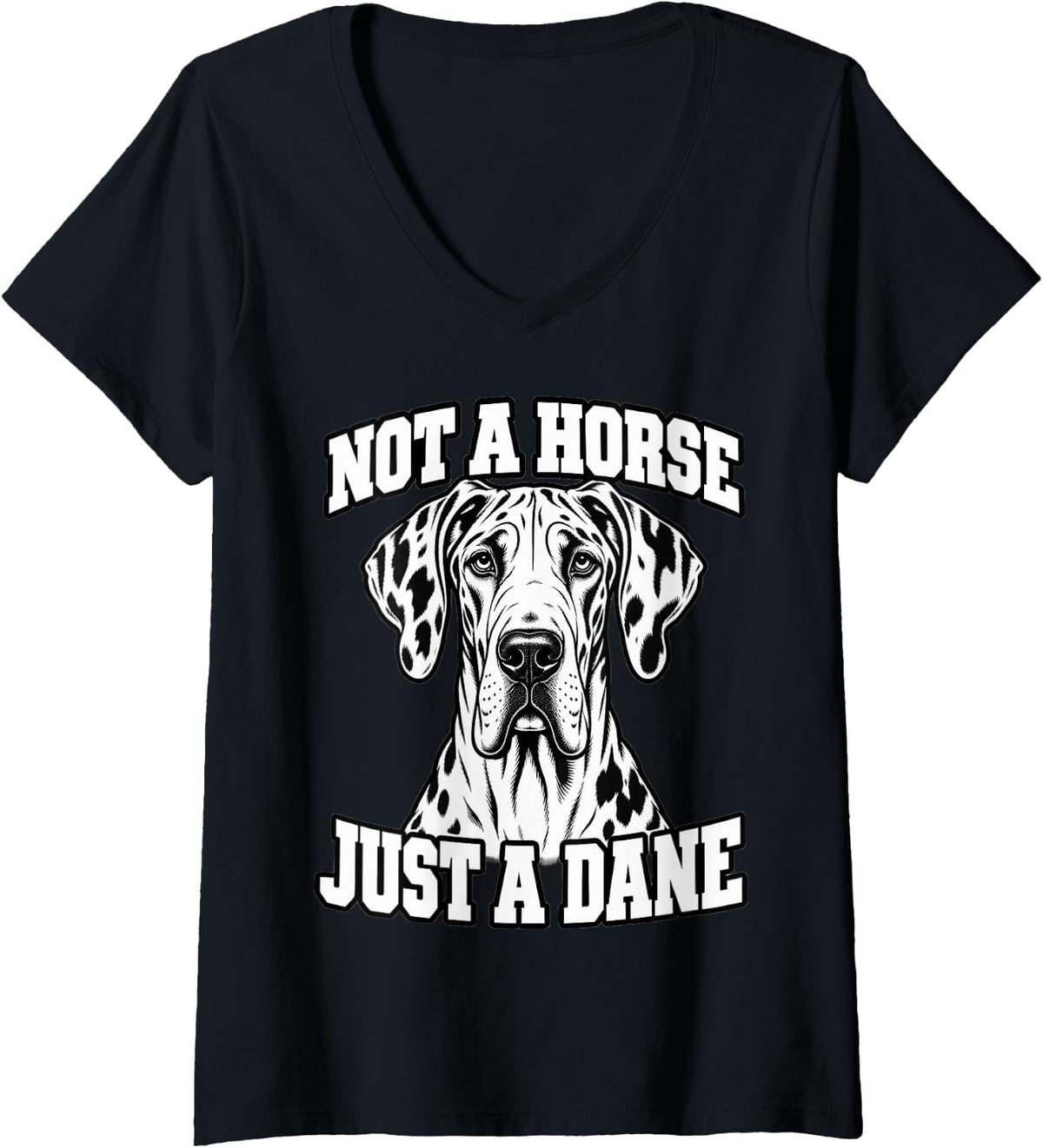 Women's Great Dane Not A Horse Just A Dane Dog Dad Funny Giant Breed V-Neck T-Shirt - Black