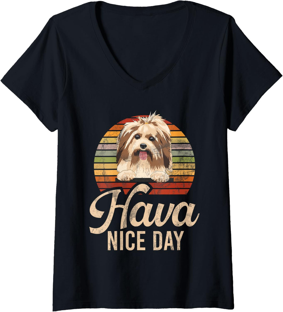 Hava Nice Day funny Havanese V-Neck T-Shirt - Black