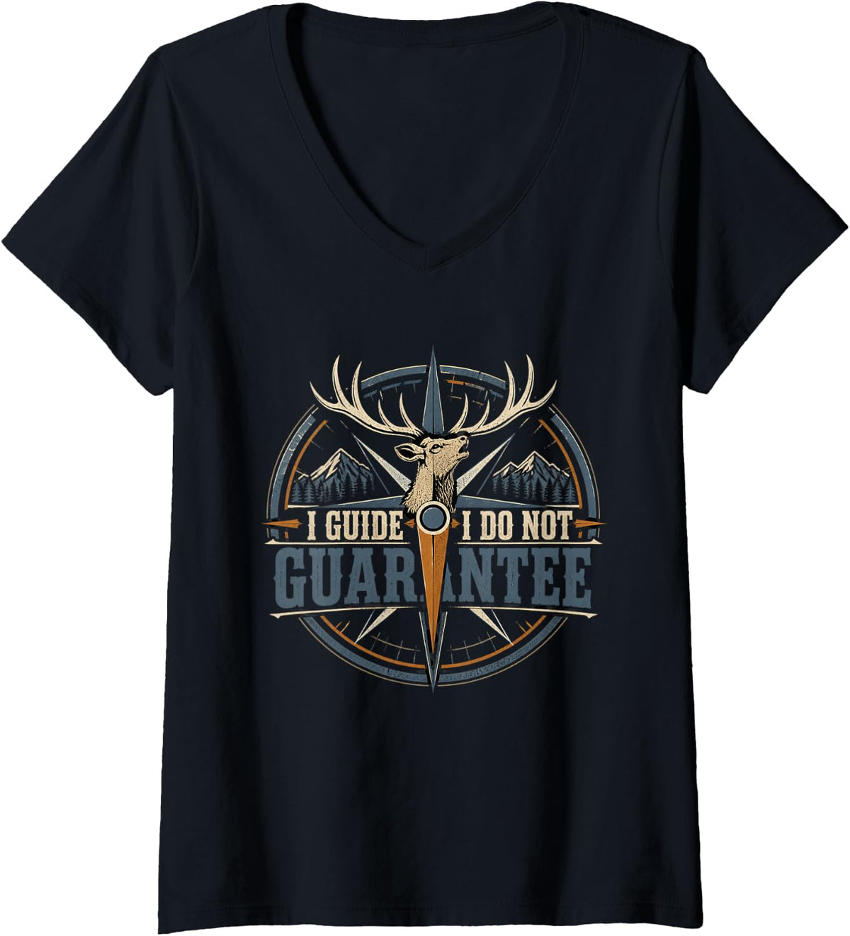 Women's I Guide I Do Not Guarantee Elk Hunting Archery Elk Hunter V-Neck T-Shirt - Black