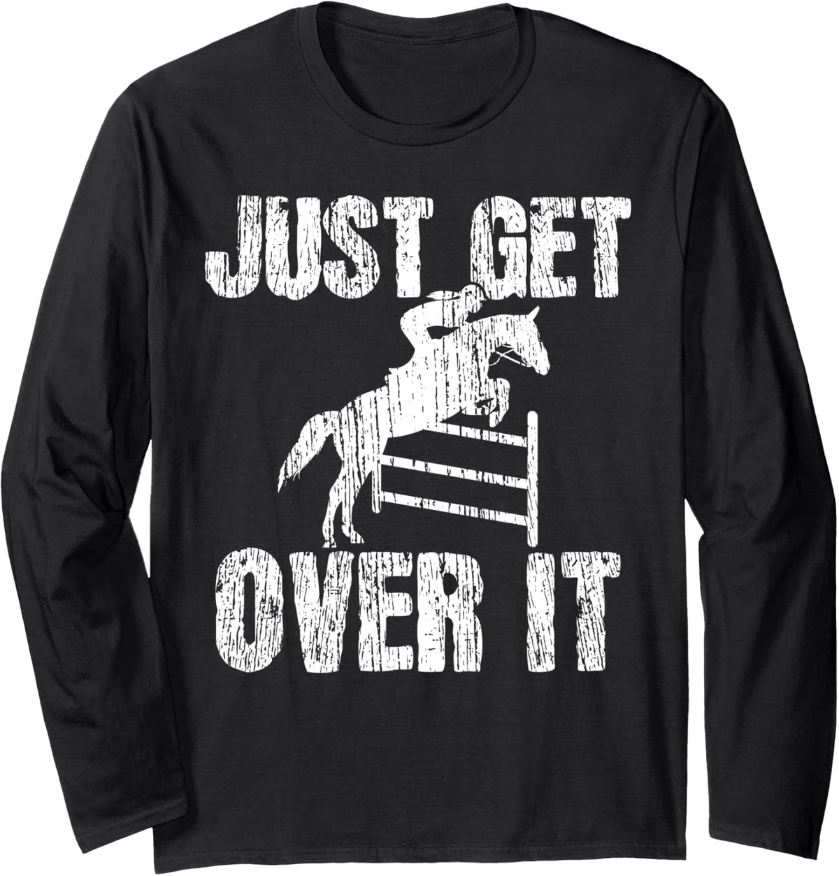 Show Jumping Vintage Equestrian Horse Show Long Sleeve T-Shirt - Adult Unisex Black