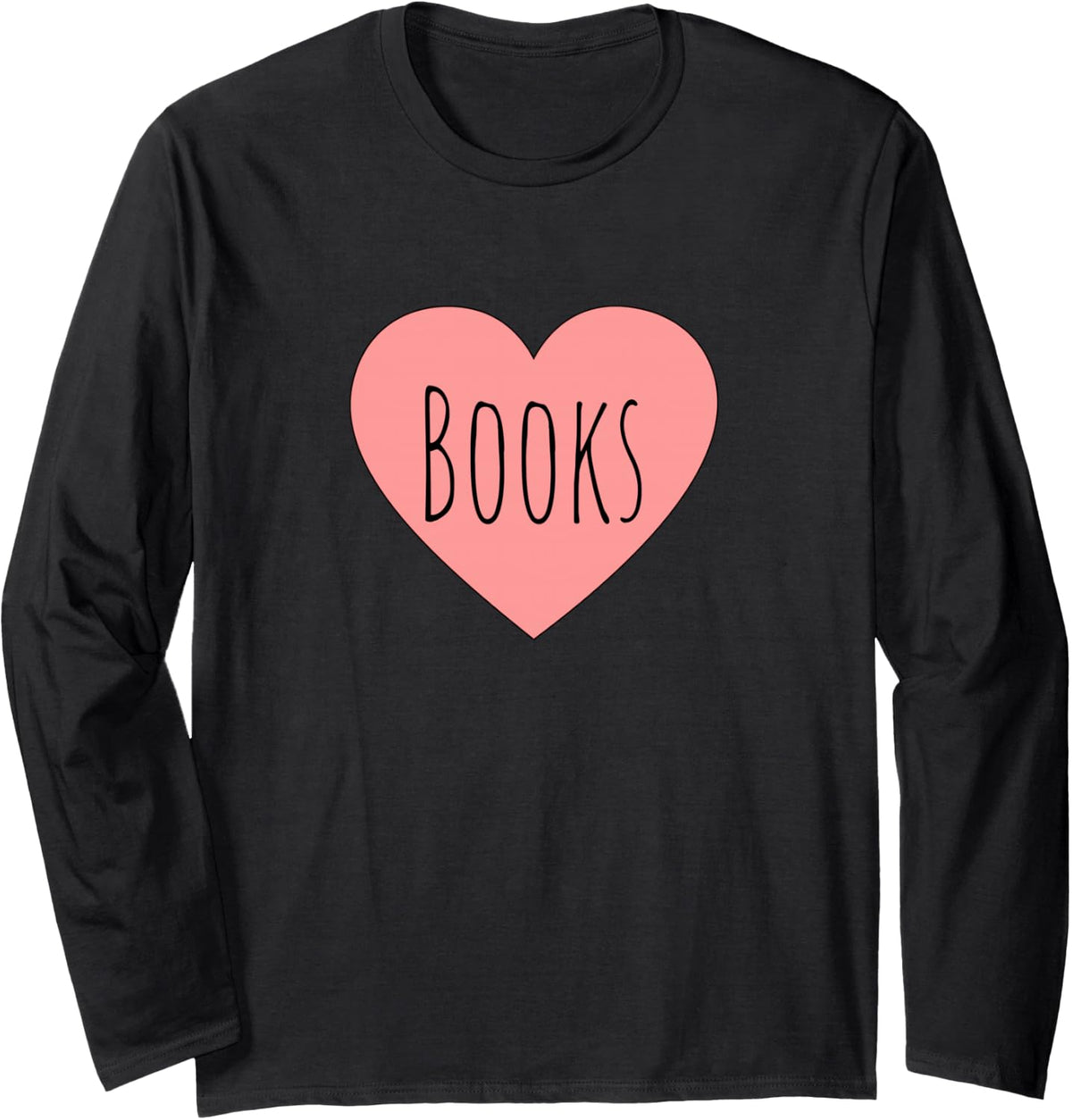 Back To School Heart Womens Love Reading Cute I Love Books Long Sleeve T-Shirt - Adult Unisex Black