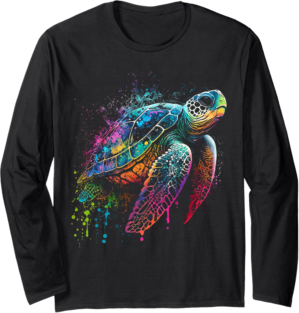 Sea Turtle Beach Lover Ocean Animal Graphic Novelty Womens Long Sleeve T-Shirt - Adult Unisex Black