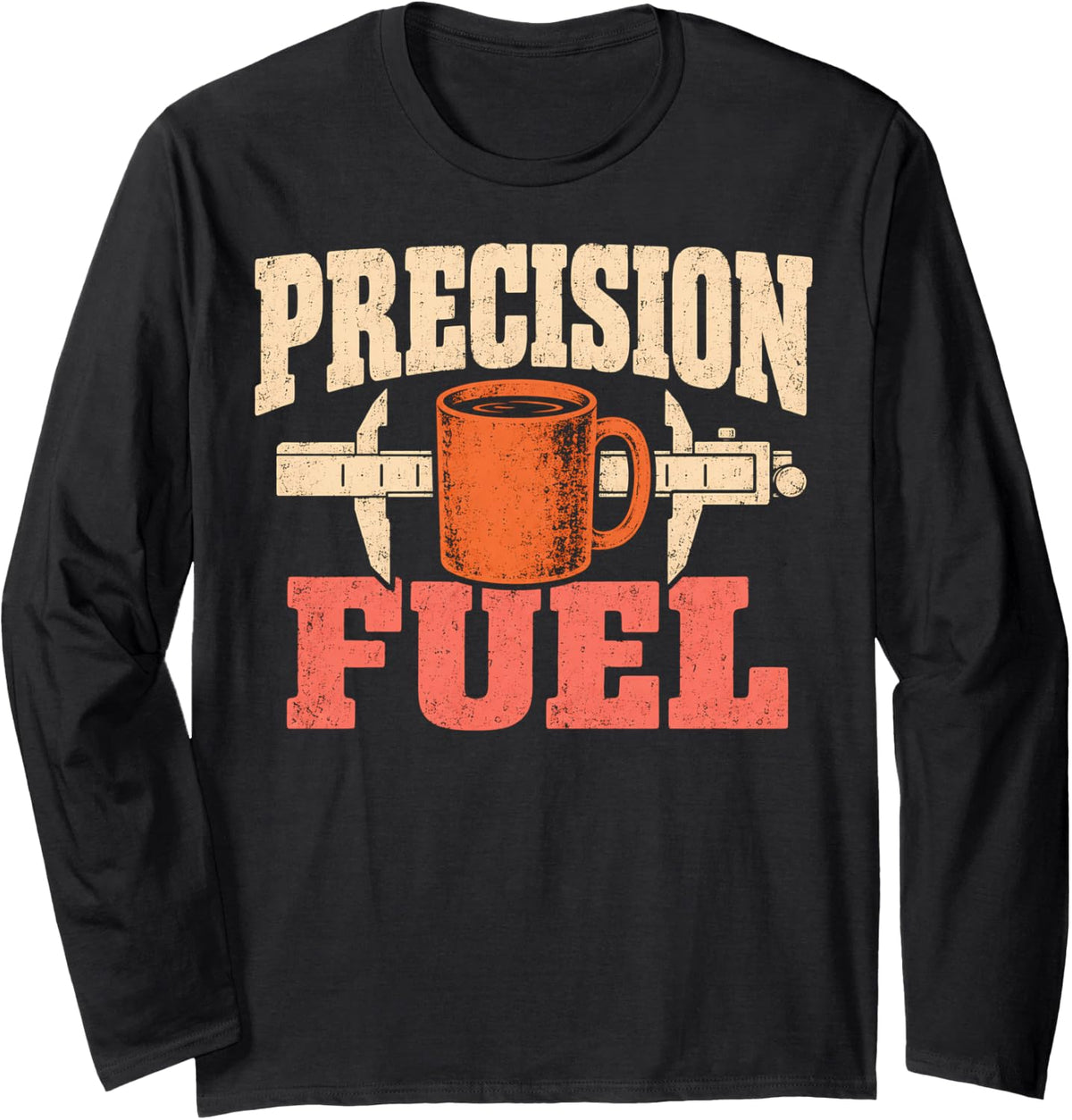 Precision Fuel Machinist Coffee Measurement Long Sleeve T-Shirt - Adult Unisex Black