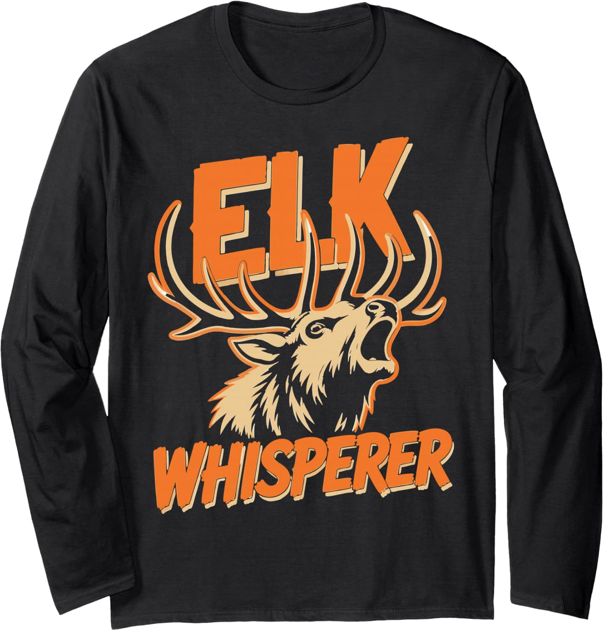 Elk Hunting Graphic Bull Elk Hunter Long Sleeve T-Shirt - Adult Unisex Black