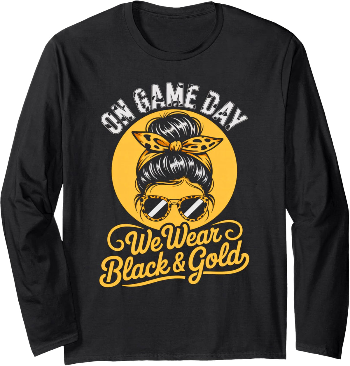 Vintage On Game Day WE WEAR Black Gold High School Game Long Sleeve T-Shirt - Adult Unisex Black