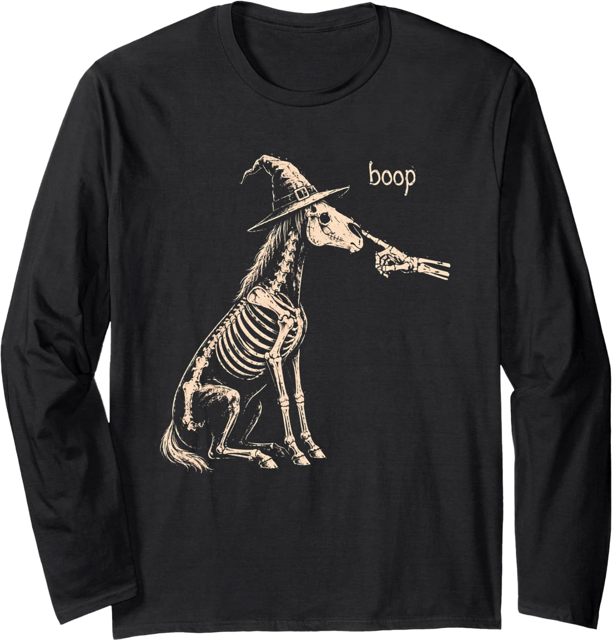 Boop Funny Horse Boop Halloween Night Men Women Youths Long Sleeve T-Shirt - Adult Unisex Black