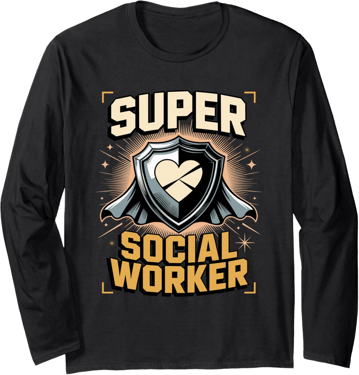 Super Social Worker Case Manager Long Sleeve T-Shirt - Adult Unisex Black