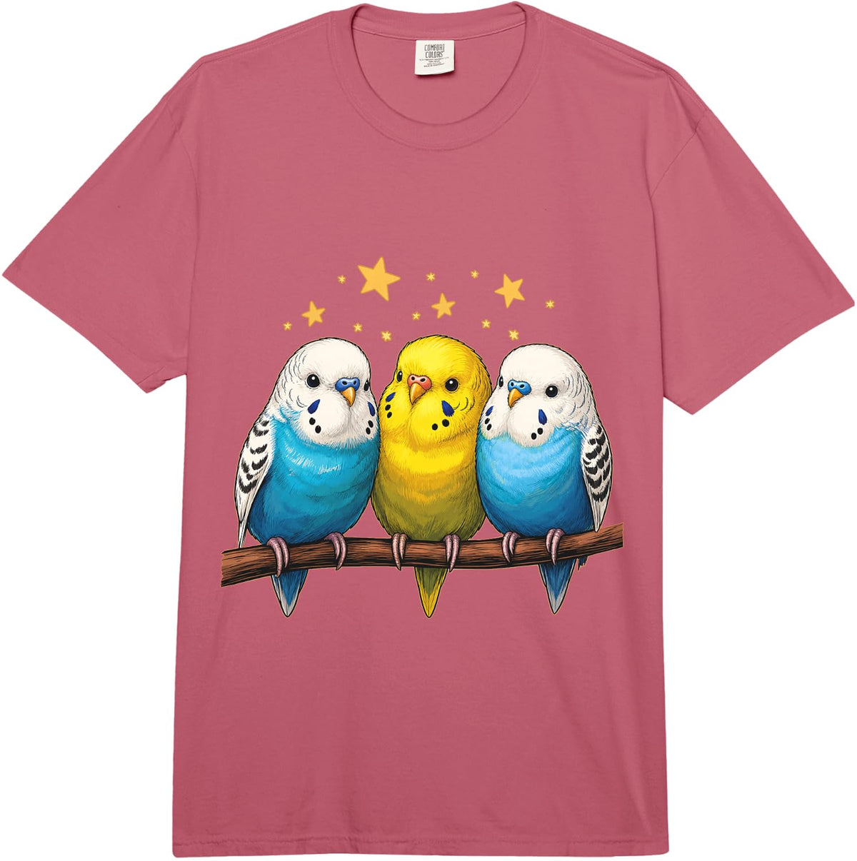 Cute Budgies Comfort Colors Adult Heavyweight T-Shirt - Adult Unisex Raspberry Red