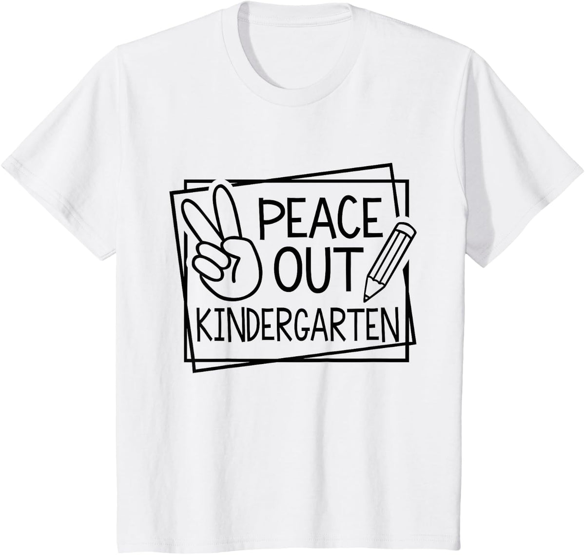 Peace Out Kindergarten Last Day of School T-Shirt Tees for Summer Break Teacher Student - White