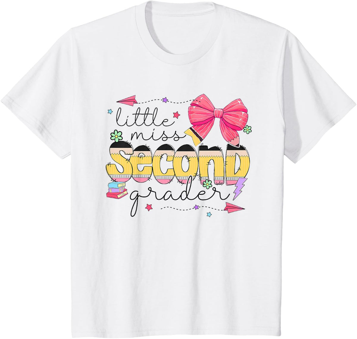 Little Miss Seond Grade 2nd Grader First Day Back to School T-Shirt - White