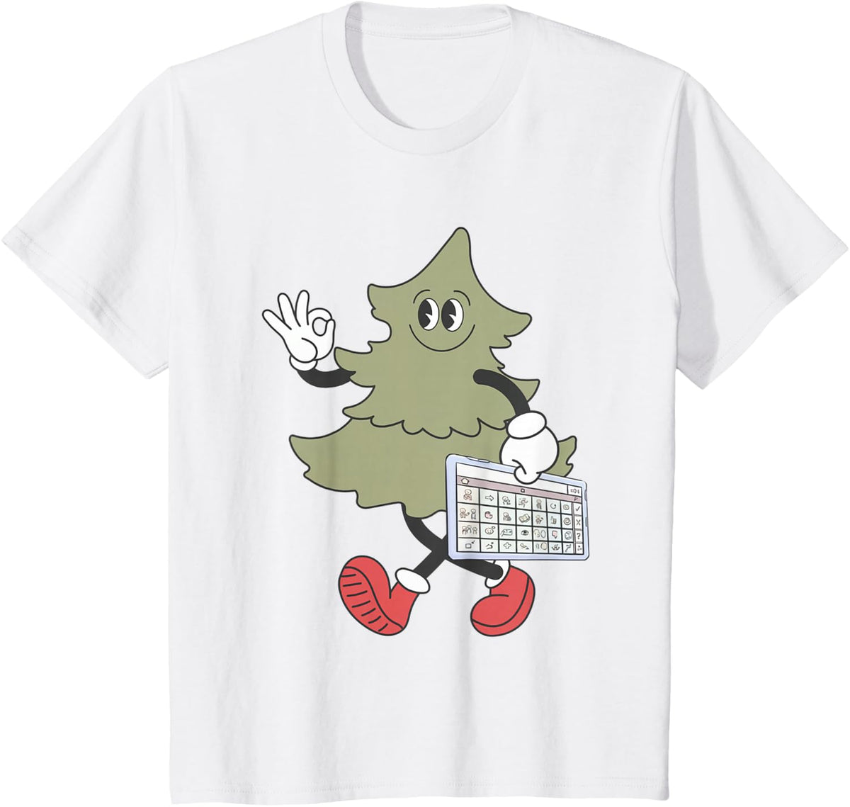 Retro AAC Awareness Holiday Christmas Tree Youth AAC Device T-Shirt - White